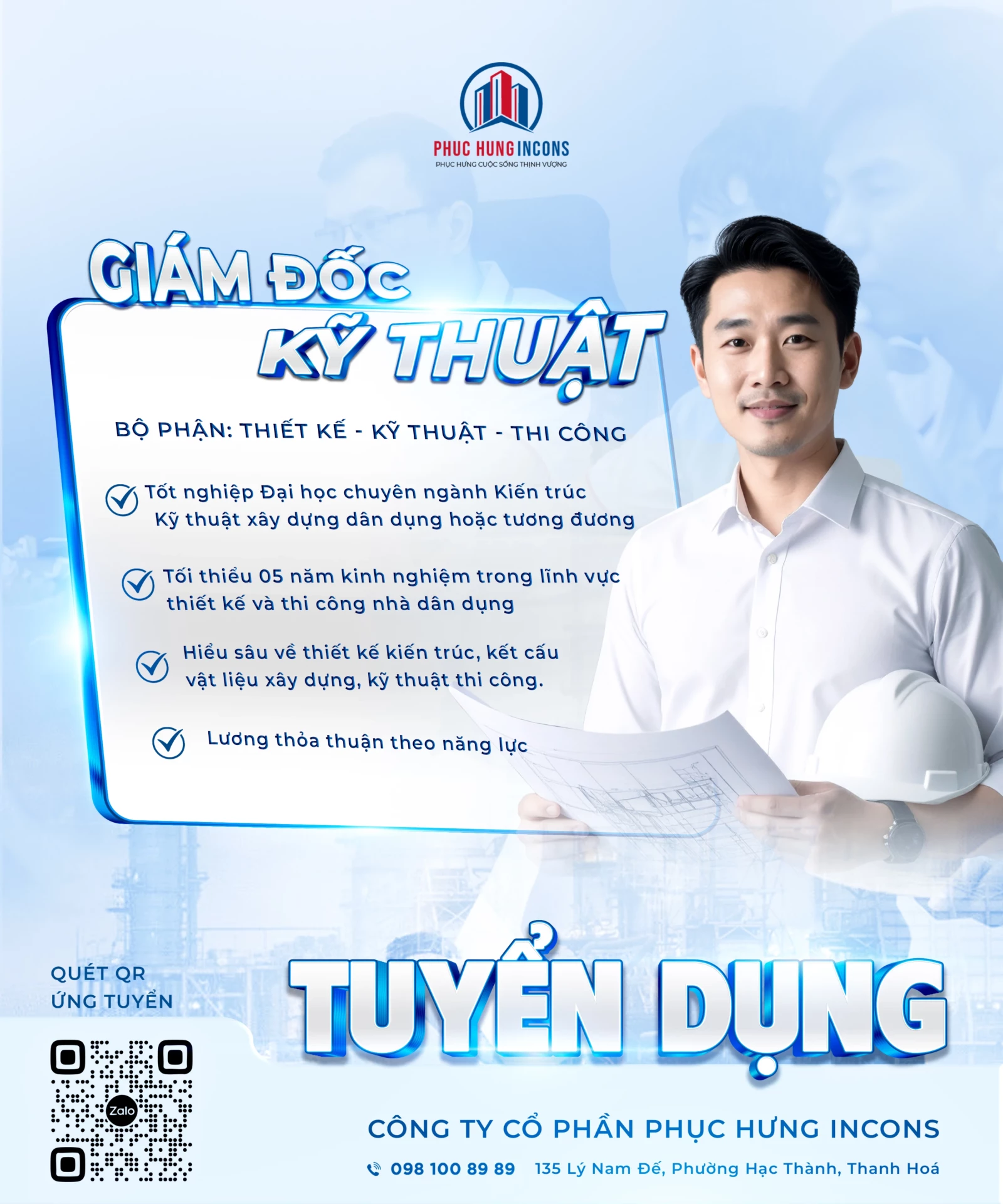 Tuyển dụng Giám đốc kỹ thuật xây dựng Thanh Hóa