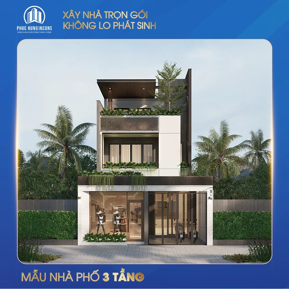 Mẫu nhà phố 3 tầng hiện đại kết hợp kinh doanh